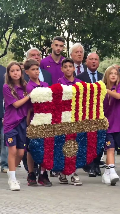 Joan García, junto a Laporta en la ofrenda del Barça para la Diada