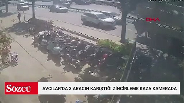 Avcılar’da 3 aracın karıştığı zincirleme kaza kamerada