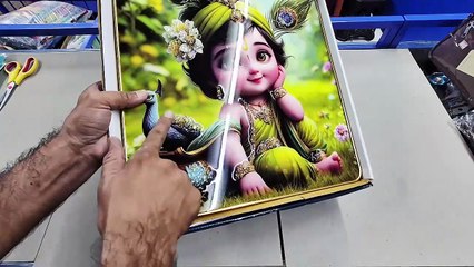 Baby Krishna and 7 hourses Wall Photo Frame for Living Room