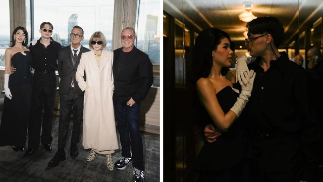 Peso Pluma brilla como embajador del Fashion Week de Nueva York; así posa junto a Kenia Os y Anna Wintour