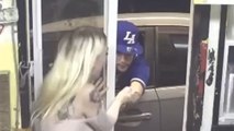 Moment customer ‘tries to kidnap’ bikini barista from drive-thru
