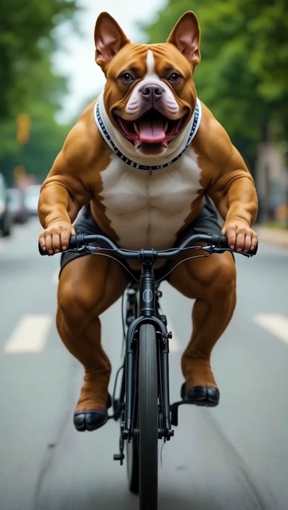 Bulldog cycling time #bulldog #riding #bicycle  #shorts #ai_1080p