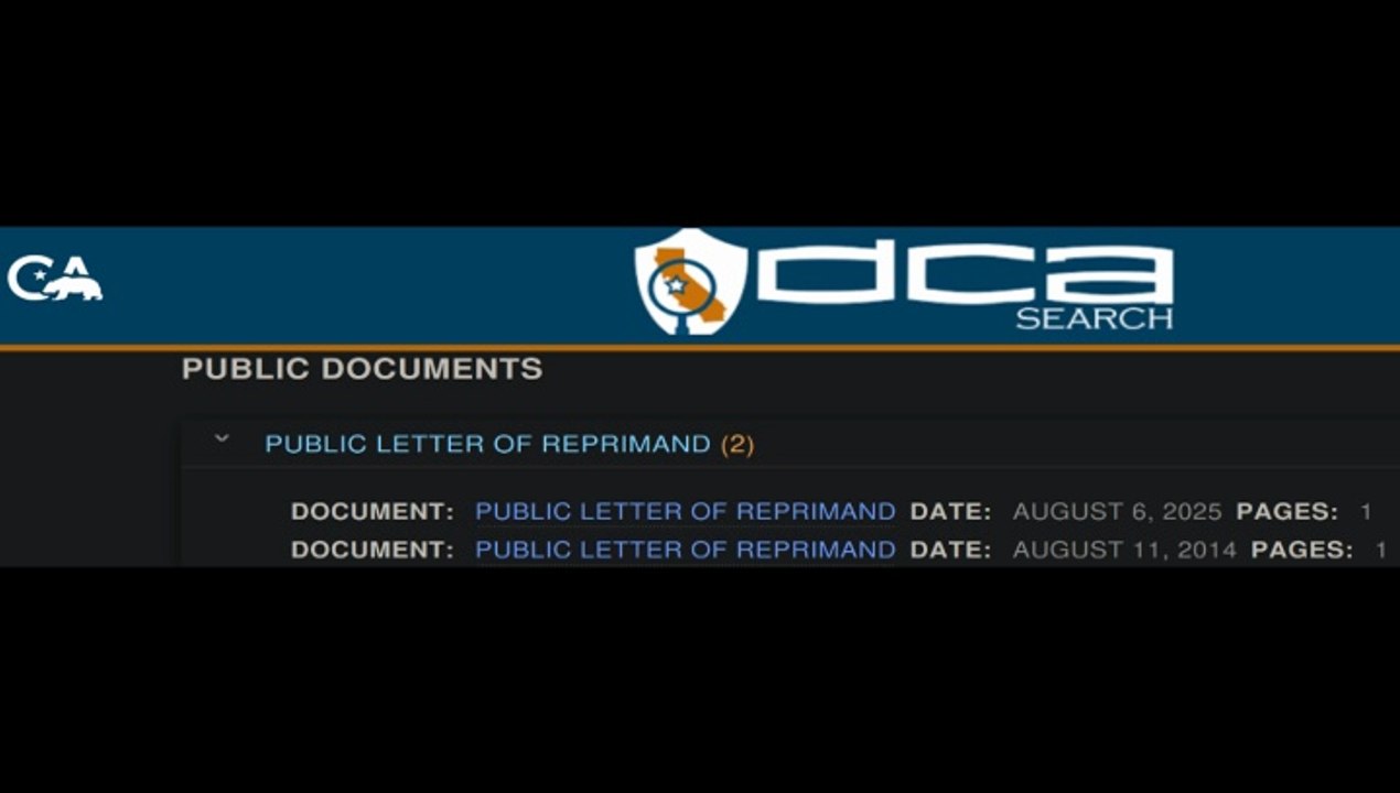 CA Medical Board Letter Of Reprimand VS Ortho Scott Katzman MD - Denied 6" Head / Neck Injury (MRI)