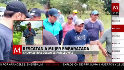 Mujer en labor de parto es rescatada tras deslaves en Chiapas