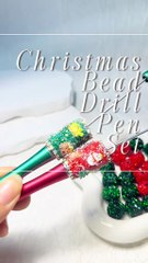 Christmas Red Green Color Beadable Pen with Ornaments Snow