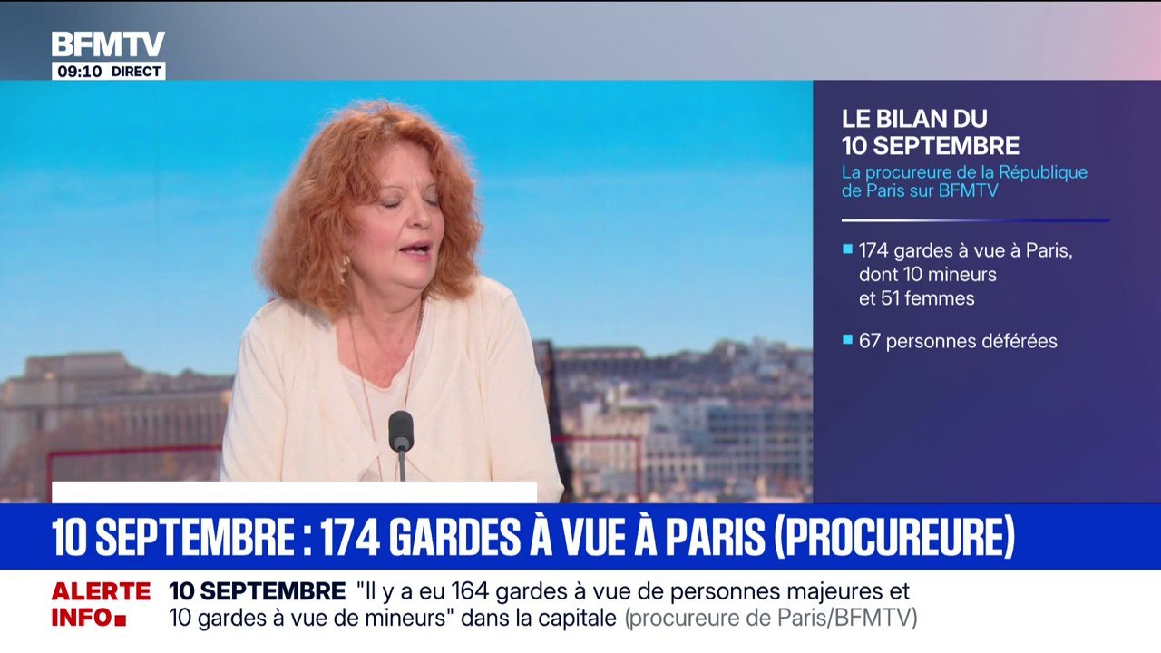 10 septembre: 174 gardes à vue à Paris selon Laure Beccuau, procureure de la République de Paris