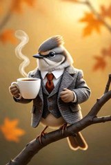 cute little bird love tea 🍵