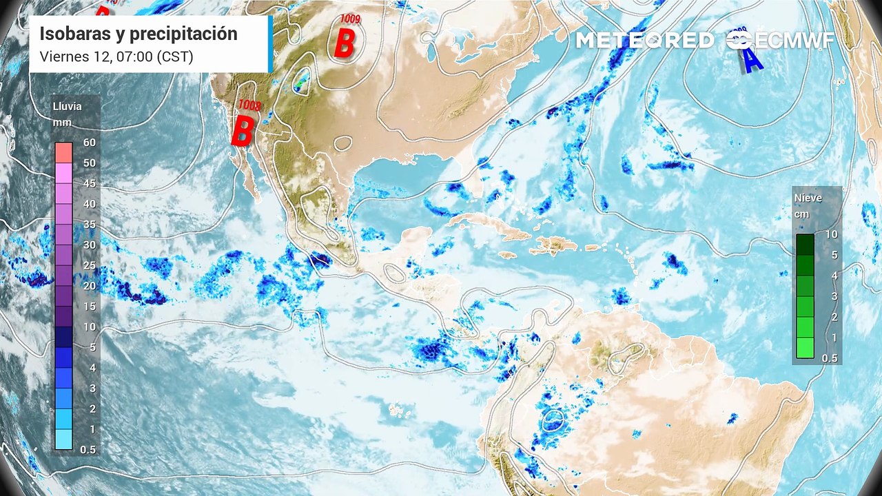 Viernes 12 de septiembre, 6 estados de México recibirán lluvias con acumulados de hasta 120 mm