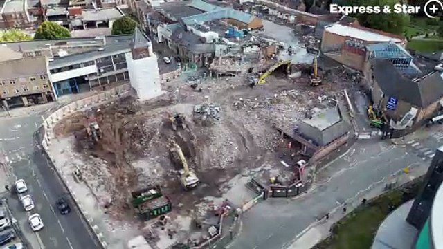 (September 2025) Fresh aerial footage over the demolition of the Guildhall Shopping Centre, Stafford