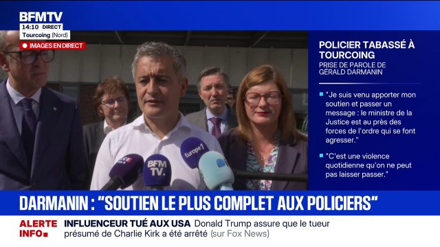 Agression d'un policier à Tourcoing: le ministre de la Justice démissionnaire, Gérald Darmanin, réaffirme sa volonté d'appliquer des peines minimales
