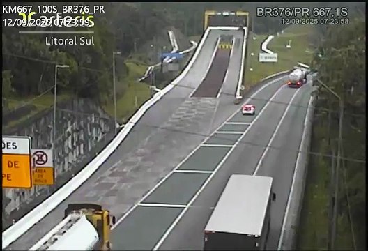 Caminhão-tanque com álcool perde os freios na serra da BR-376 e dispositivo evita o pior