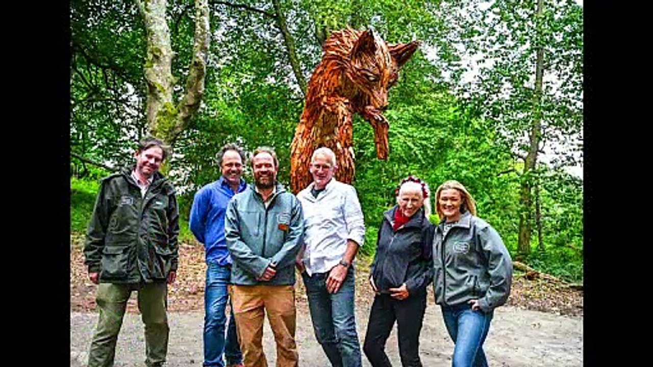 Impressive leaping fox sculpture unveiled at Lost Gardens of Heligan in Cornwall