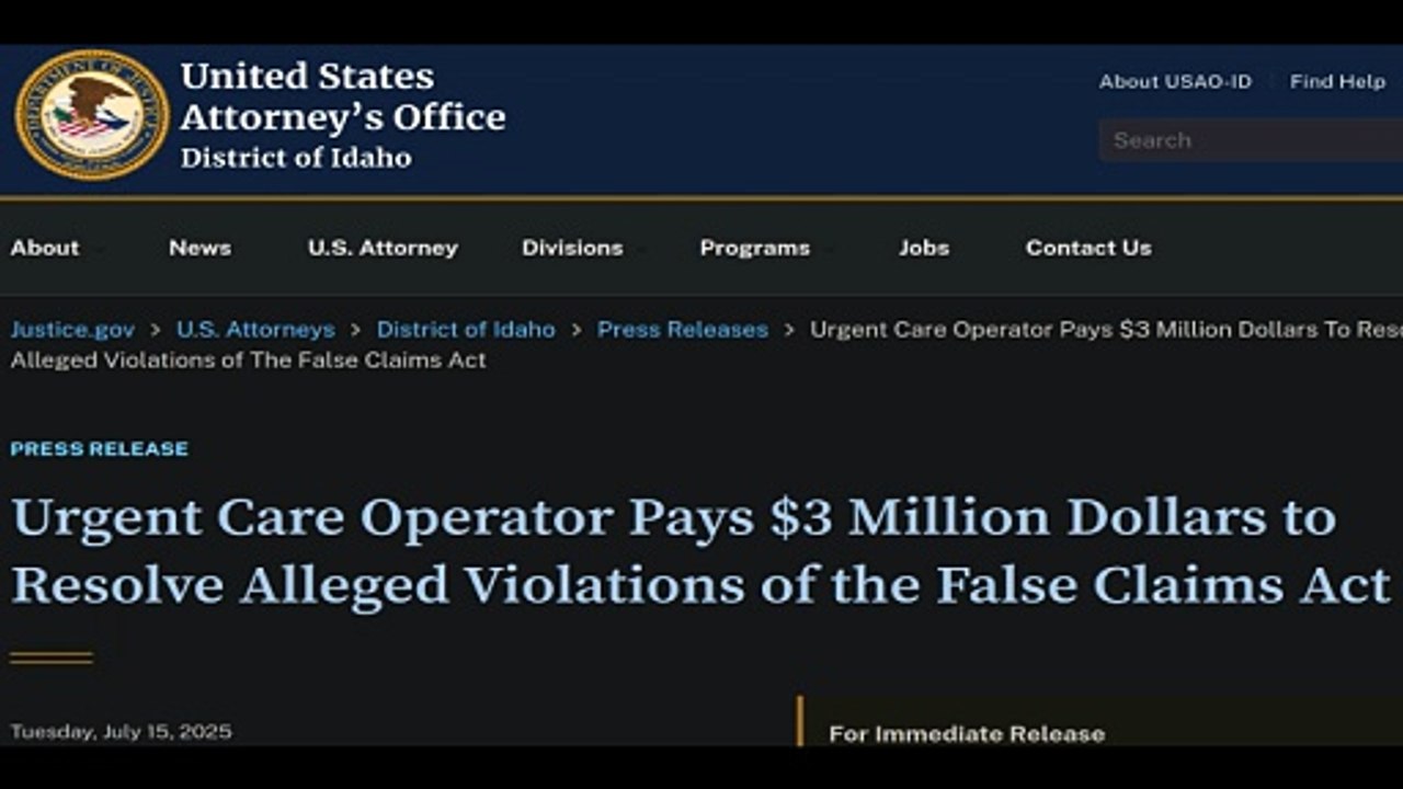 $3m Federal Settlement Against AFC Urgent Care Clinics Operator Alleged Violations False Claims Act