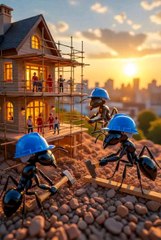 ants doing hardwork to build their empire