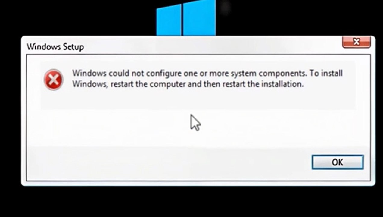 Windows could not configure one or more system components to install windows restart... Solved