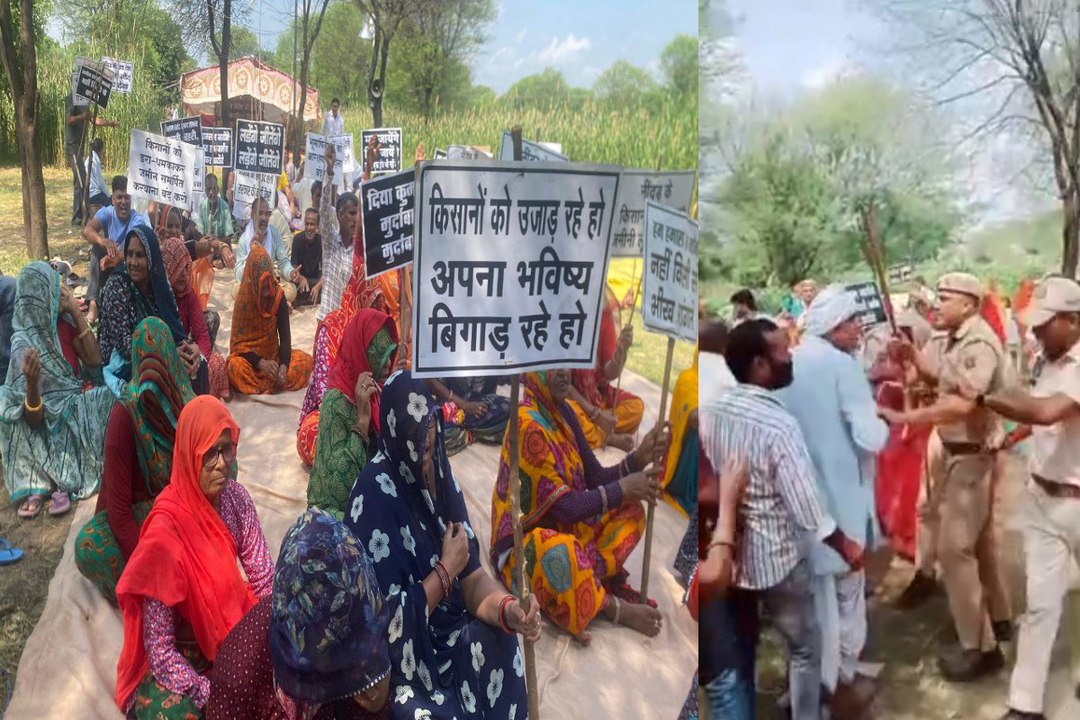 नींदड़ बचाओ आंदोलन: CM आवास घेरने निकले किसानों को रोका, पुलिस पर लाठीचार्ज का आरोप