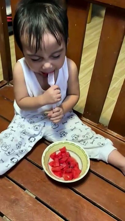 Eating watermelon