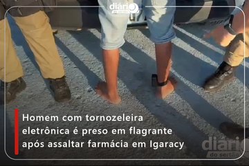 Homem com tornozeleira eletrônica é preso em flagrante após assaltar farmácia em Igaracy