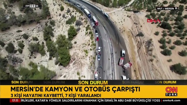 Mersin'in Mut ilçesinde otobüs ve kamyon çarpıştı: 3 ölü, 7 yaralı