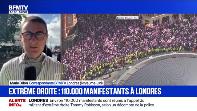 Londres: environ 110.000 manifestants sont réunis à l'appel du militant d'extrême droite Tommy Robinson