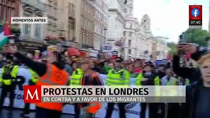 Miles de personas en Londres protestan en contra y a favor de los migrantes