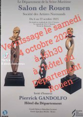 Salon de Rouen Hotel du Département, vernissage le 4 octobre 2025 à 16h30 . Entrée Quai Jean Moulin 76000 Rouen