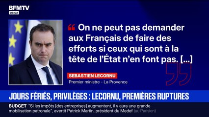 Le Premier ministre Sébastien Lecornu annonce qu'il va revenir sur "la suppression de deux jours fériés", entamant un projet de rupture avec François Bayrou