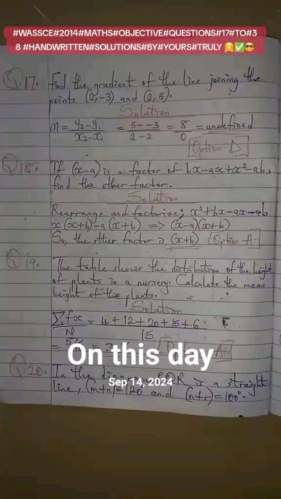 #creatorsearchinsightsWASSCE question solutions that I posted on this day last year.#fyp#Whattowatch#Viral#2025