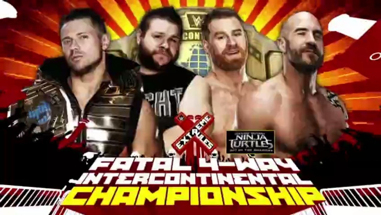 The Miz (w/Maryse) vs Cesaro vs  Kevin Owens vs Sami Zayn WWE Intercontinental Title Fatal Four Way Match in Extreme Rules 2016