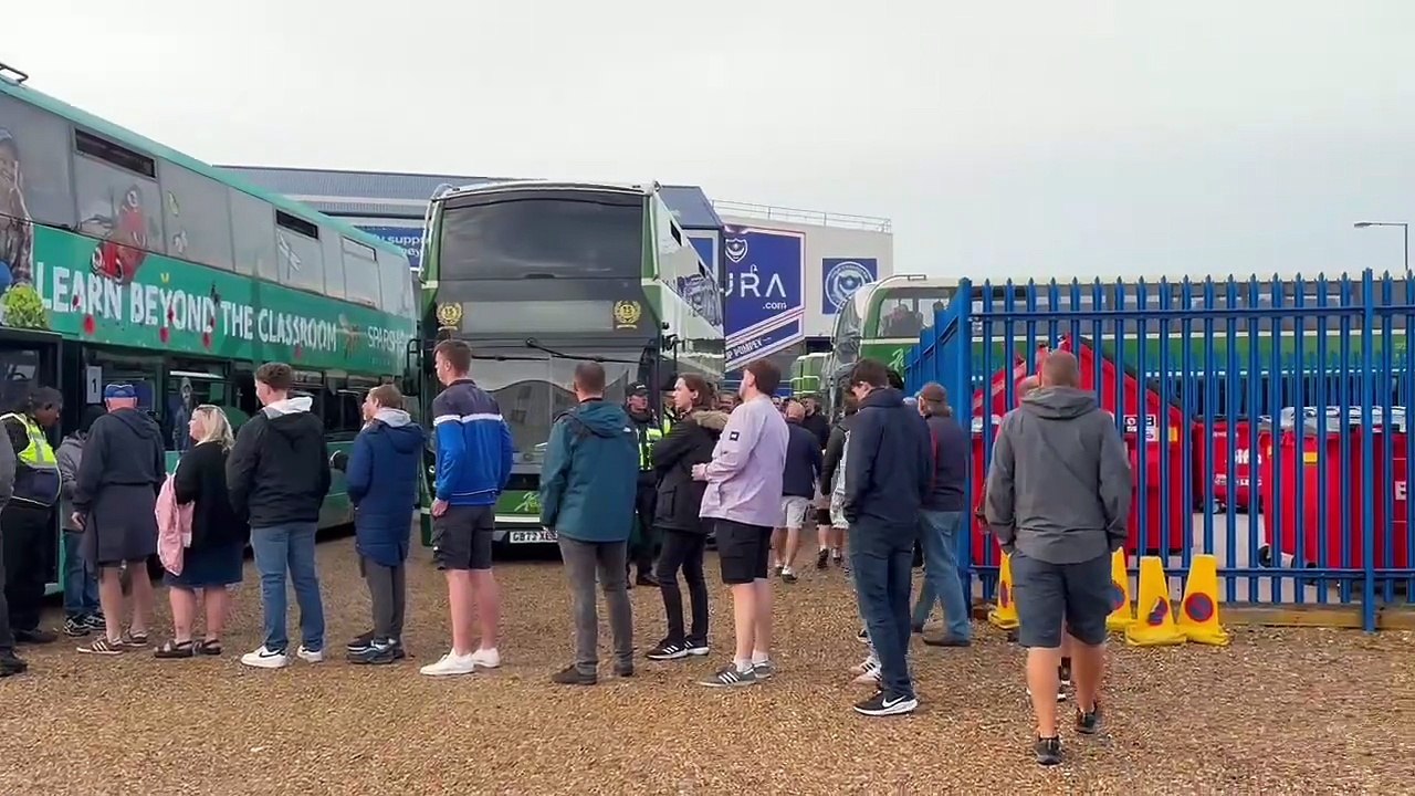 Pompey fans leave the city to head to derby match in Southampton