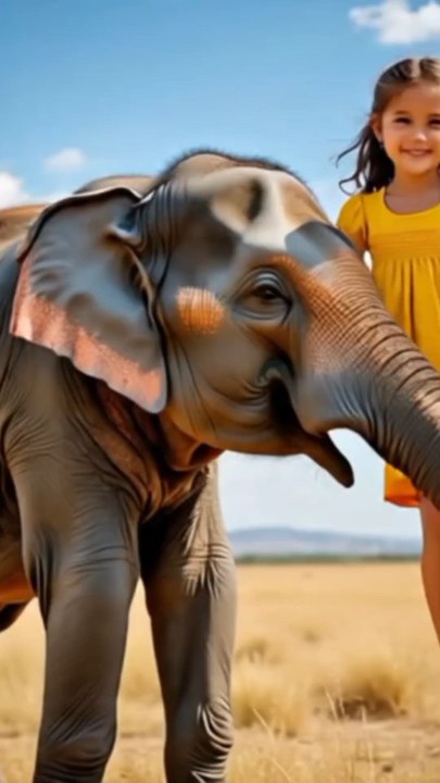 children playing with elephant