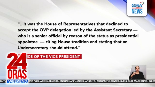 Pahayag ng OVP tungkol sa mga balita kaugnay sa pagdinig ng Kamara para sa P889 million proposed 2026 OVP budget | 24 Oras Weekend