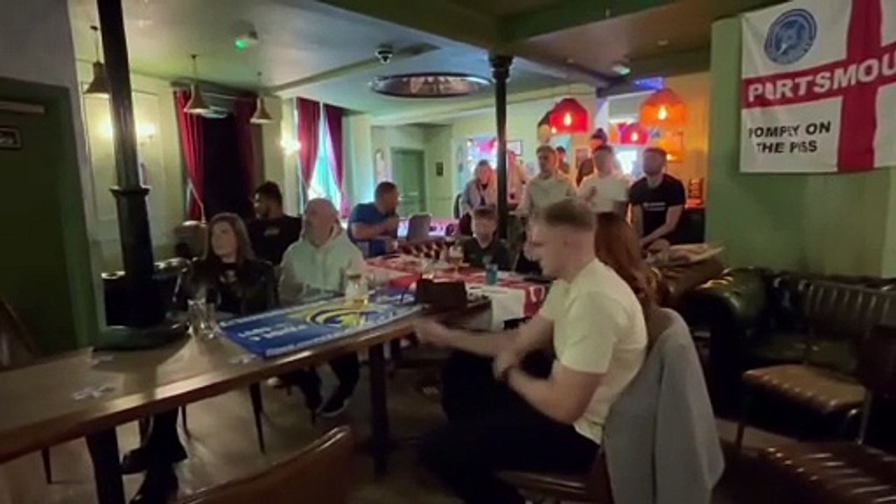 Pompey fans watch the derby against Southampton at The Kings in Southsea