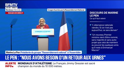Marine Le Pen dénonce "une stagnation" de la France qui "en politique s'appelle le déclin"