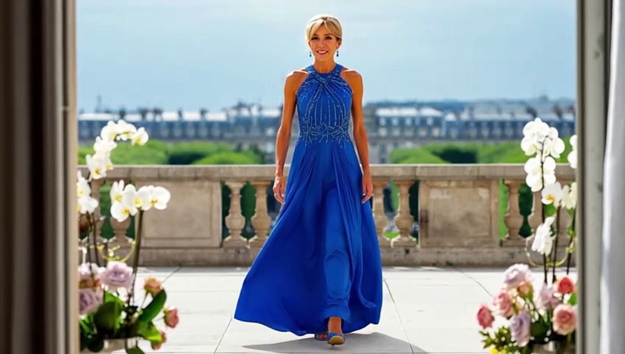 Brigitte Macron Elegant Icy-Blue Gown for 2025 Fashion Inspiration