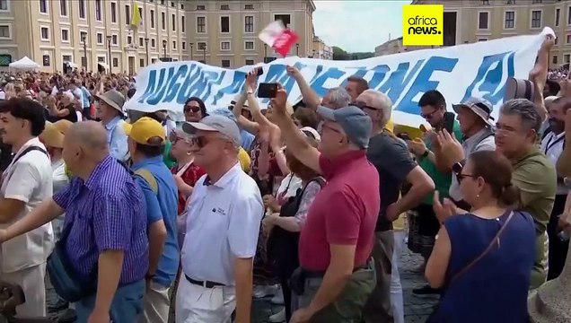 Catholic faithful gather in St Peter's square to celebrate 70th birthday of Pope Leo XIV