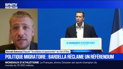 Discours de rentrée du RN: "Ils n'ont qu'une seule réponse finalement à tous les problèmes des Français: l'immigration", observe Romain Eskenazi, député (Socialistes et apparentés)