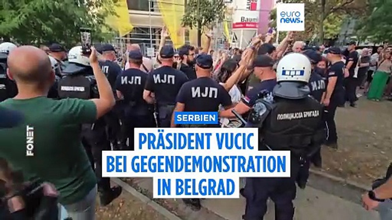 Proteste gegen und für Aleksandar Vučić  in Serbien - in Belgrad macht der Präsident selbst mit