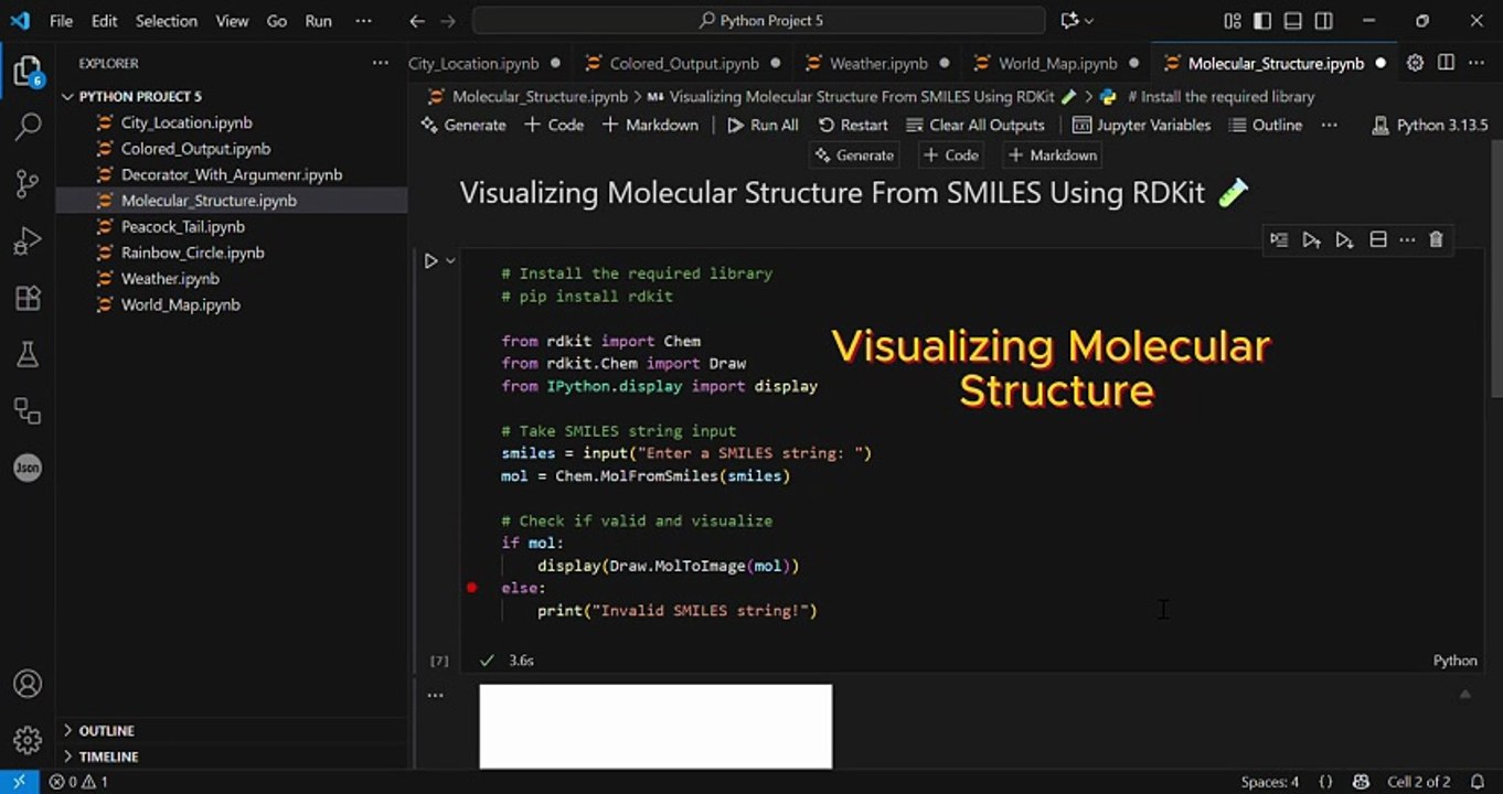 Visualizing Molecular Structure From SMILES Using RDKit 🧪