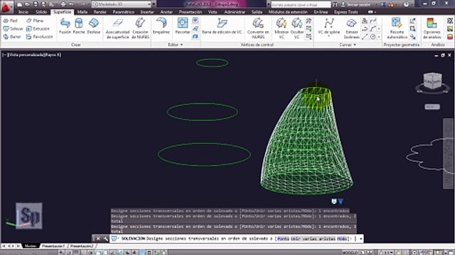 Autocad - 2/4 Superficies 3D; Herramientas Red y Solevar. Tutorial en español HD