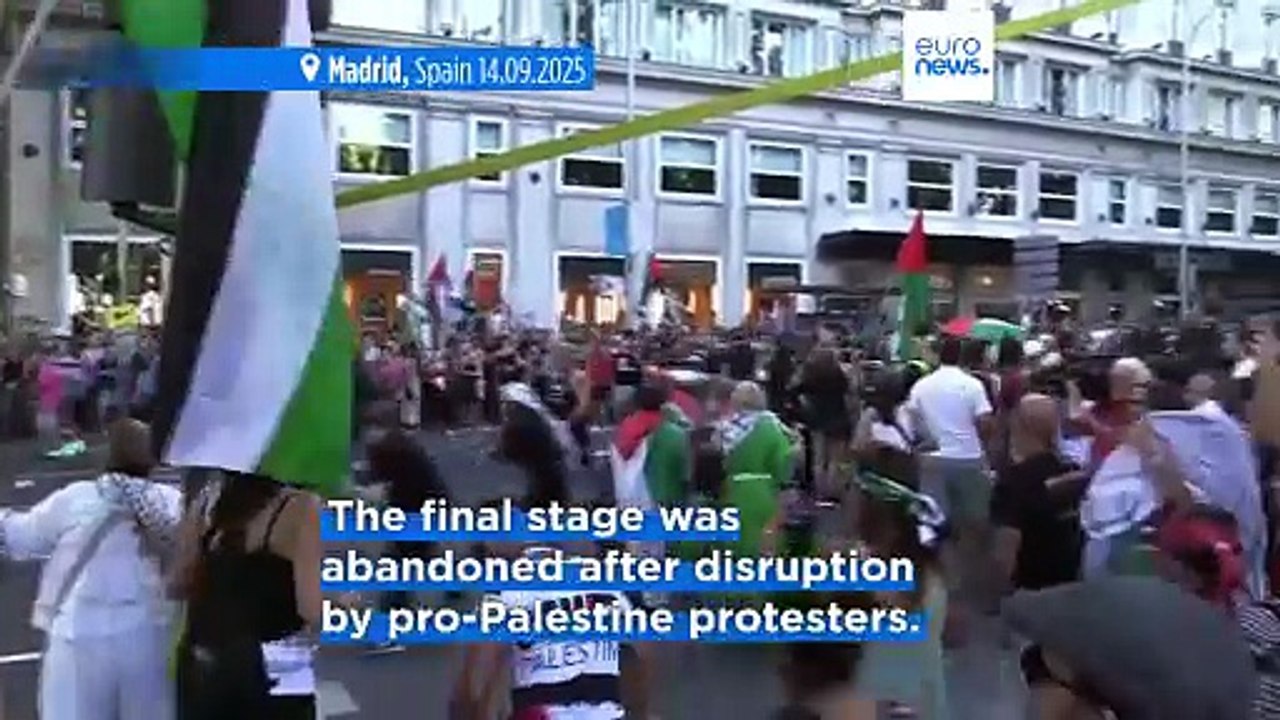 Final stage of Spanish Vuelta cycling race abandoned after disruption by pro-Palestine protesters