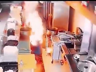 A restaurant was saved from a disaster after a gas pipe caught fire.
