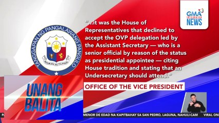 OVP – Kamara ang nagpasyang ipagpaliban ang budget hearing noong Sept. 12 | Unang Balita