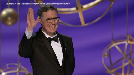 Stephen Colbert receives standing ovation and offers his resume at Emmys 2025