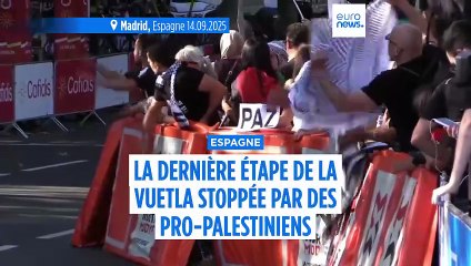 Espagne : la dernière étape de la Vuetla stoppée par des manifestants pro-palestiniens