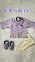 Newborn Lavender Sherwani – Handcrafted Elegance for Baby’s First Occasion