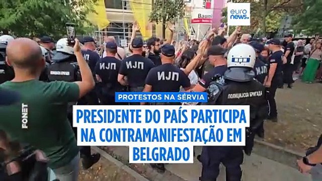 Sérvia: presidente Aleksandar Vucic na contramanifestação em Belgrado