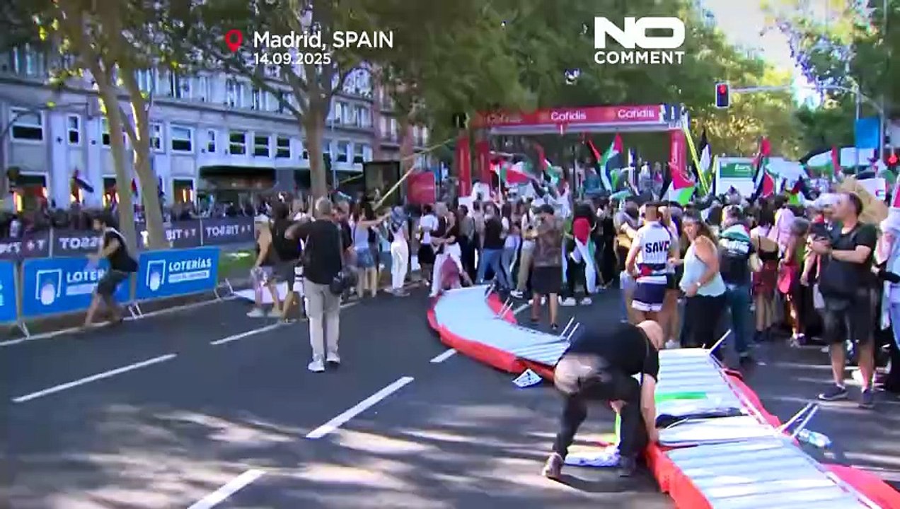Pro-palästinensische Demonstranten stoppen das Finale der Vuelta a España in Madrid