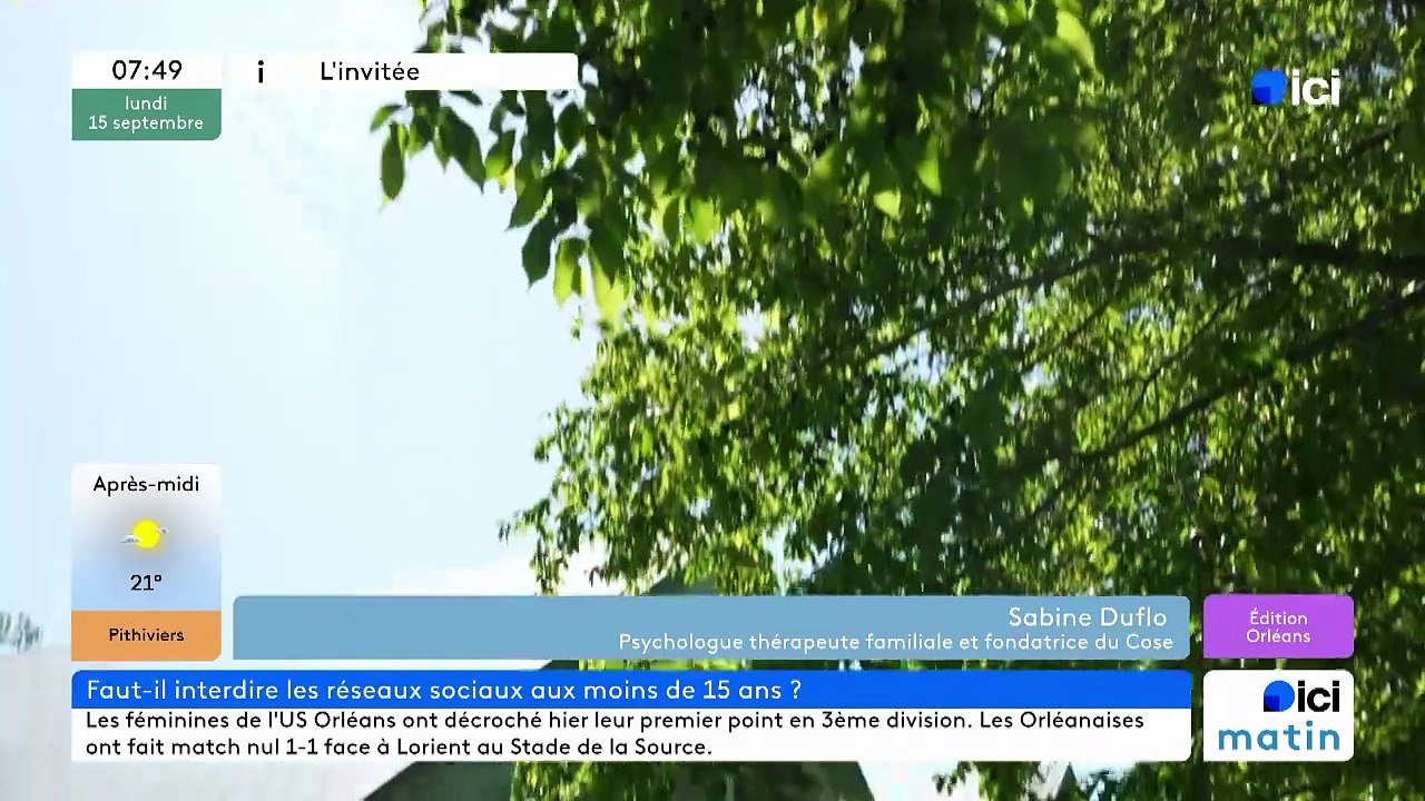 ICI orléans - L'invité d'ICI Matin : Sabine DUFLO, psychologue et fondatrice du COSE (collectif surexposition écrans)