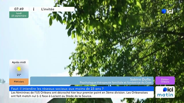 ICI orléans - L'invité d'ICI Matin : Sabine DUFLO, psychologue et fondatrice du COSE (collectif surexposition écrans)